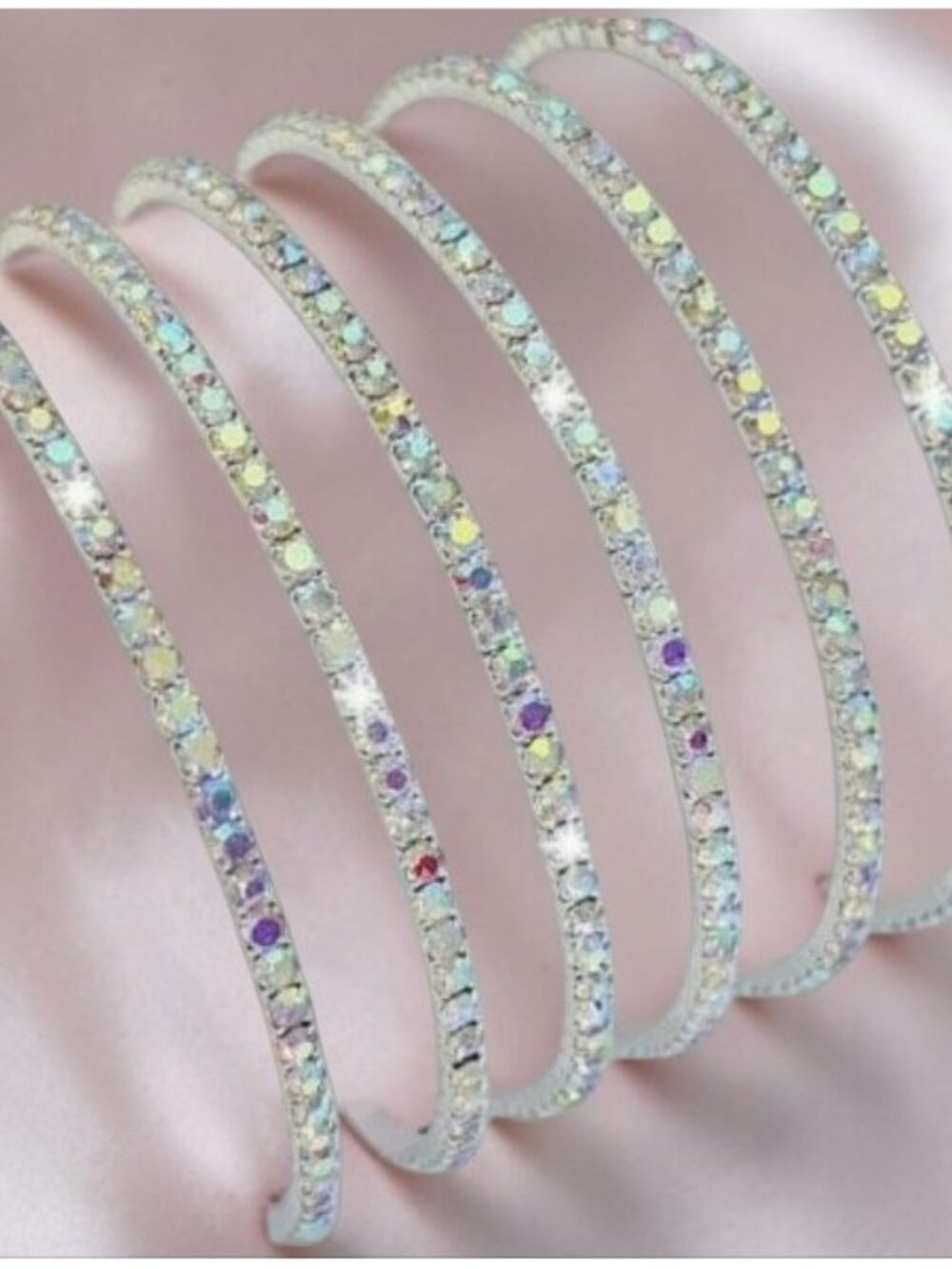 Iridescent dainty rhinestone bracelets set of 5 brand new with tags NWT